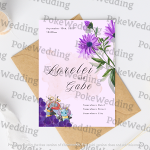 Volbeat and Illumise Pokemon Wedding Invitation 5x7