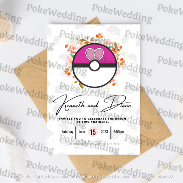 Love Ball Pokemon Wedding Invitation