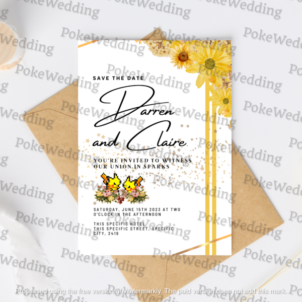 Pikachu Sprite Wedding Invitation