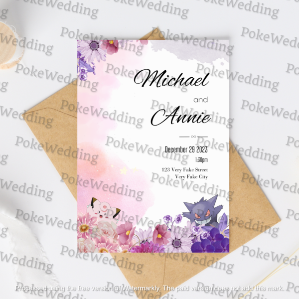 Clefairy and Gengar Wedding Invitation